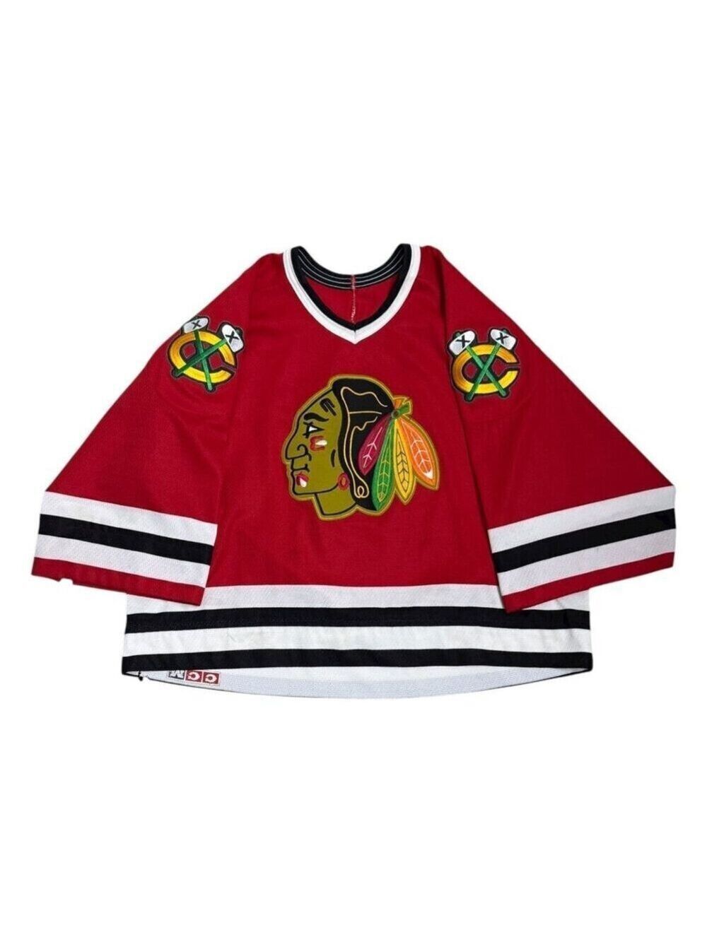 CHICAGO BLACKHAWKS Short Sleeve CROPPED Vintage 90s NHL Hockey Jersey Womens XL